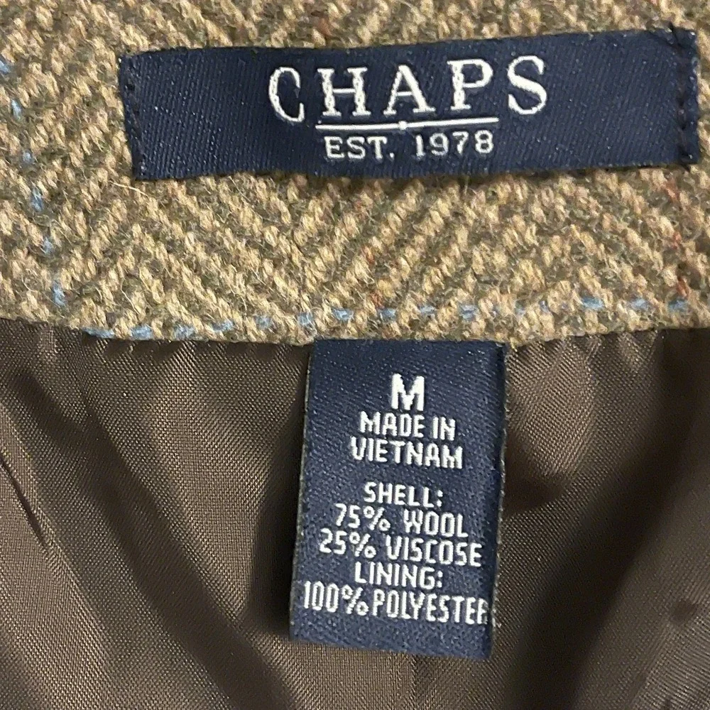 Chaps Women's Brown Herringbone Tweed Plaid Blazer Jacket – Size Medium - Picture 4 of 12